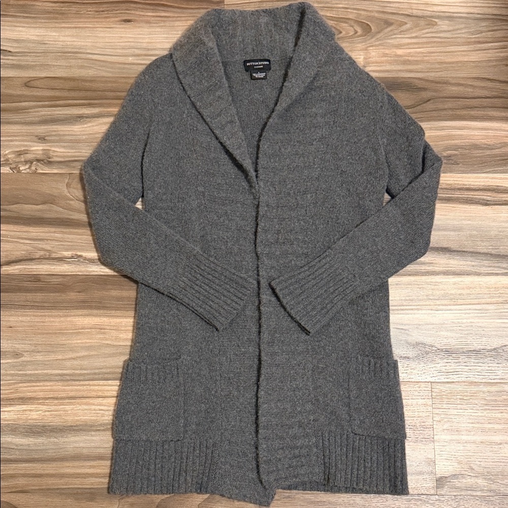 Sutton Studio Women’s Sz. S Gray 100% Cashmere Open Cardigan Gray Luxury
